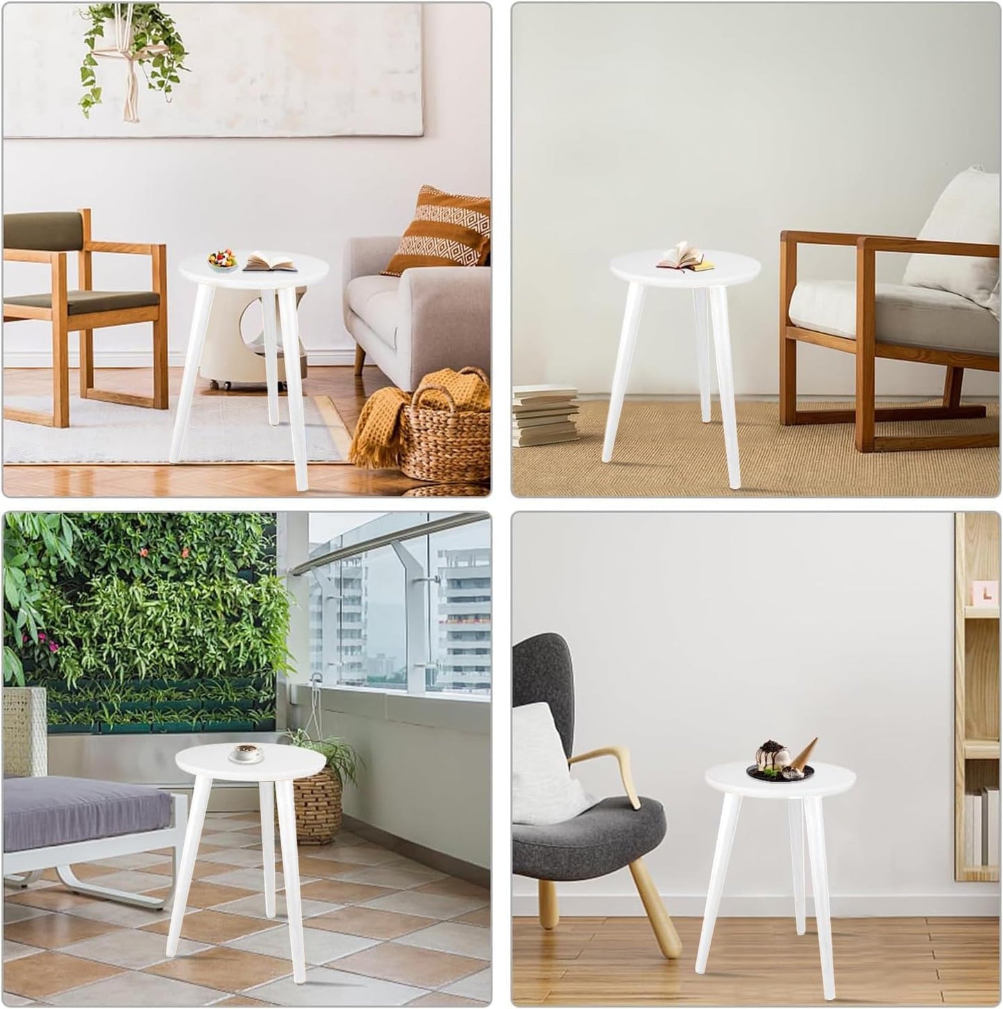 Side Table Modern Home Decor Coffee Tea End Table Home Decor Beautiful Small Side Table, End Table for Living Room | Round Tea Table Coffee Table Plant for Balcony Bedroom (Grey)