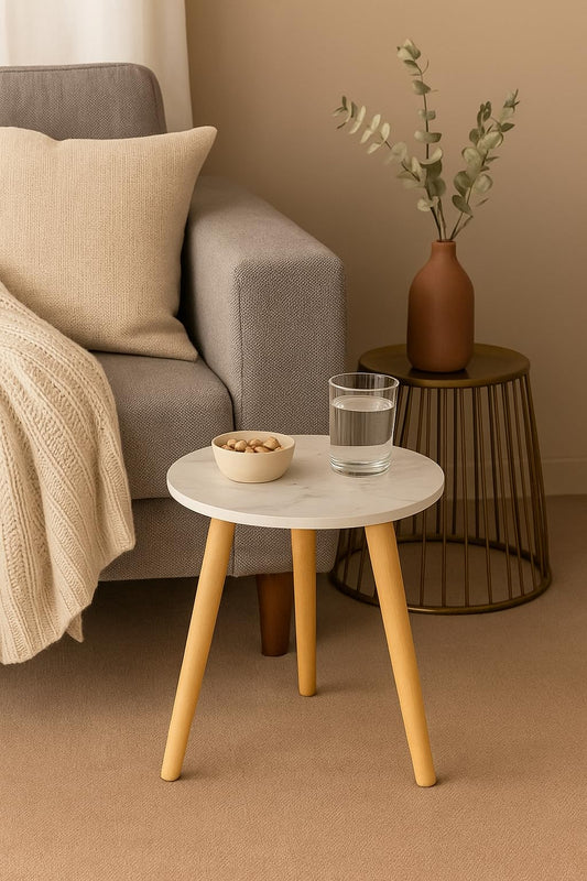 Side Table Modern Home Decor Coffee Tea End Table Home Decor Beautiful Small Side Table, End Table for Living Room | Round Tea Table Coffee Table Plant for Balcony Bedroom (Grey)