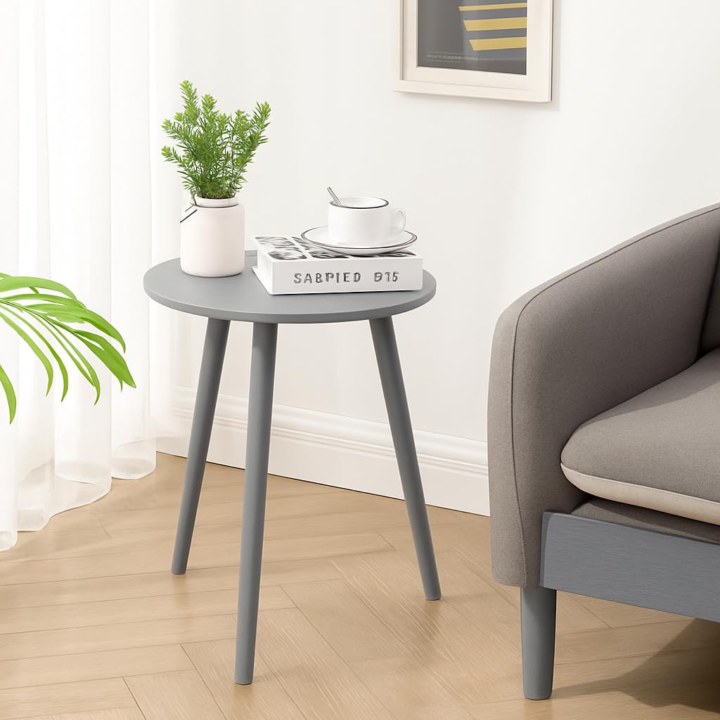 Side Table Modern Home Decor Coffee Tea End Table Home Decor Beautiful Small Side Table, End Table for Living Room | Round Tea Table Coffee Table Plant for Balcony Bedroom (Grey)