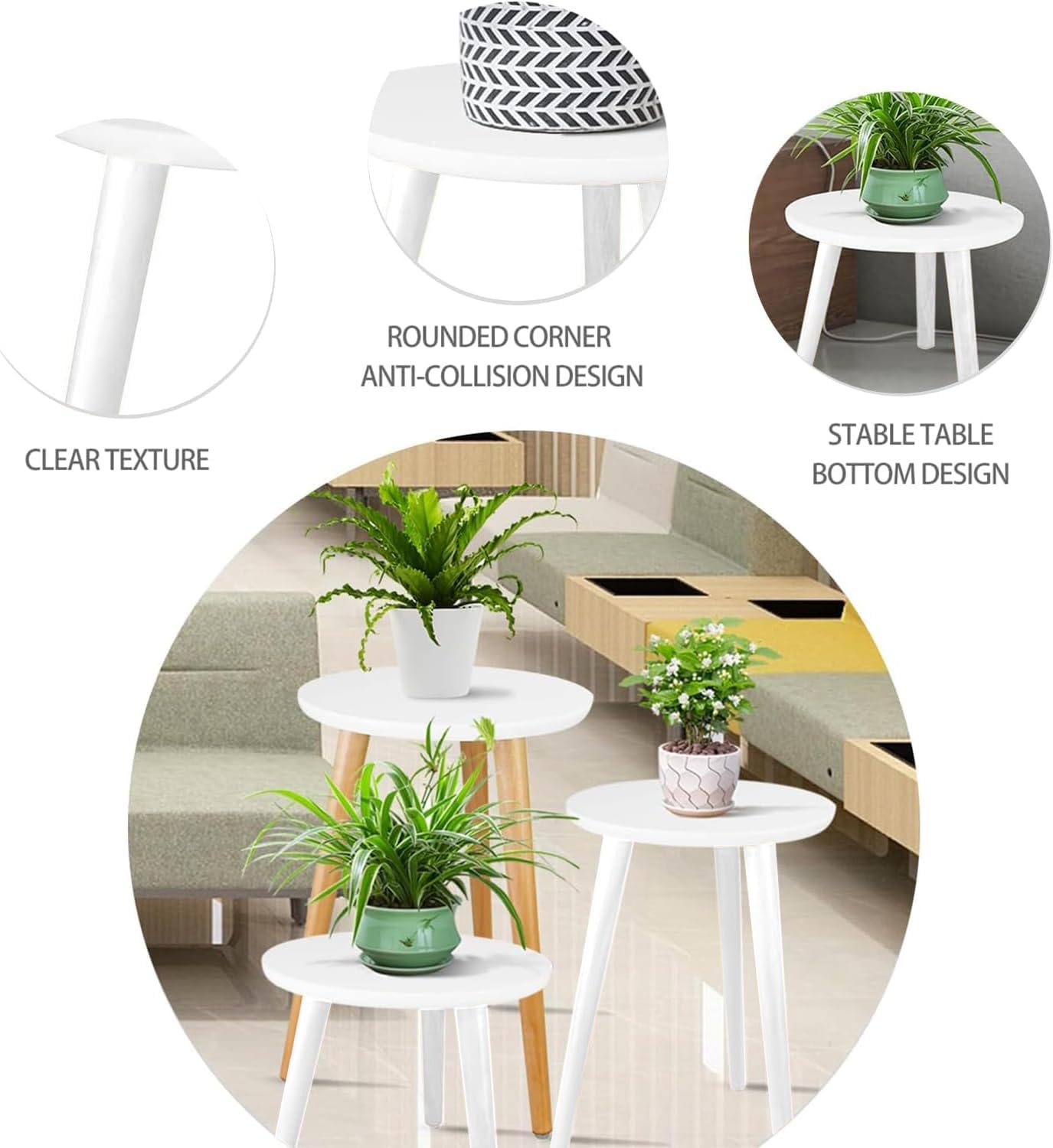 Side Table Modern Home Decor Coffee Tea End Table Home Decor Beautiful Small Side Table, End Table for Living Room | Round Tea Table Coffee Table Plant for Balcony Bedroom (Grey)