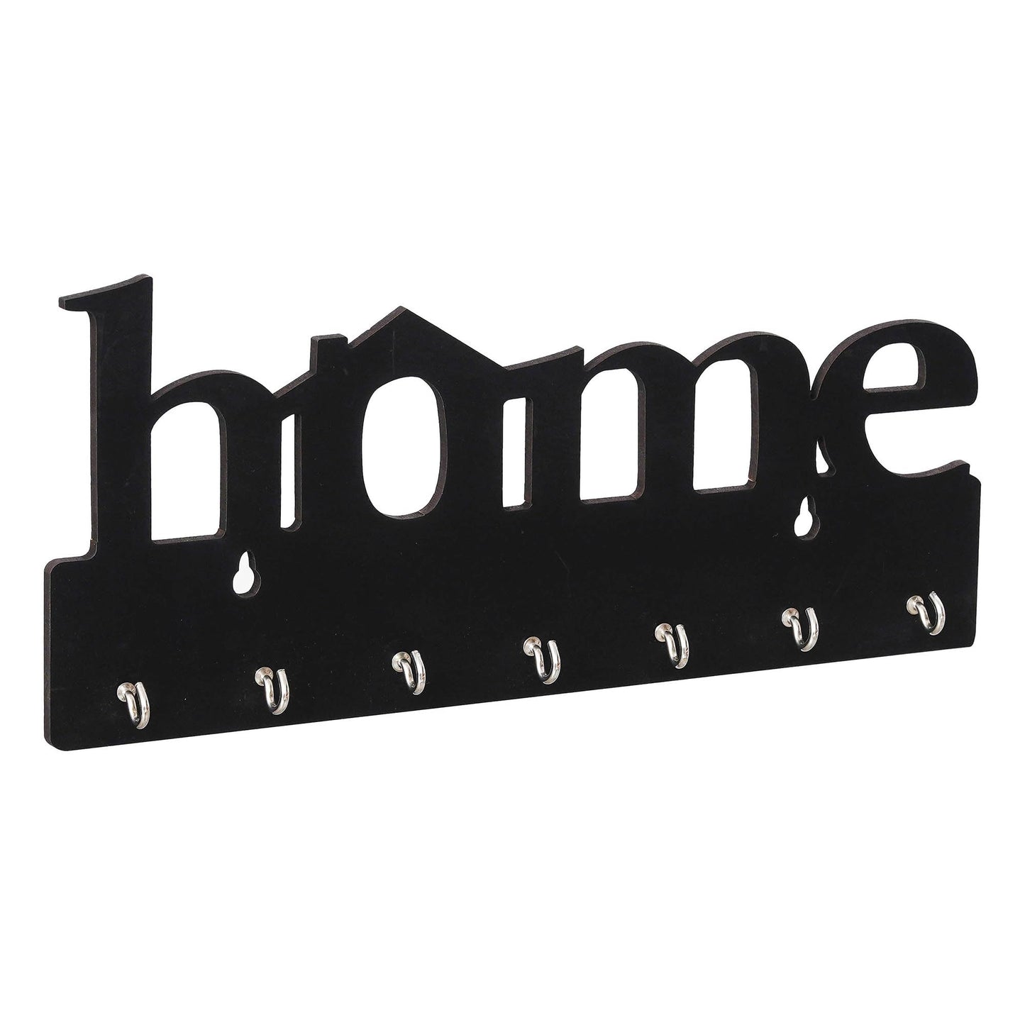 Webelkart Premium Home Keys Wooden Key Holder (29 cm x 13.5 cm x 0.4 cm, Wood) 7 Hook - Decorative Items for Home Decor (Black)