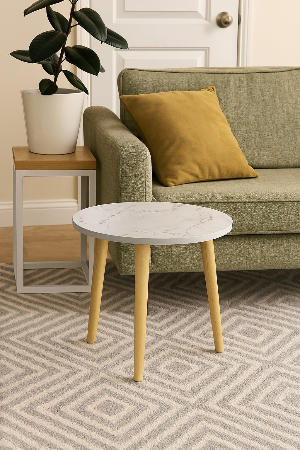 Side Table Modern Home Decor Coffee Tea End Table Home Decor Beautiful Small Side Table, End Table for Living Room | Round Tea Table Coffee Table Plant for Balcony Bedroom (Grey)