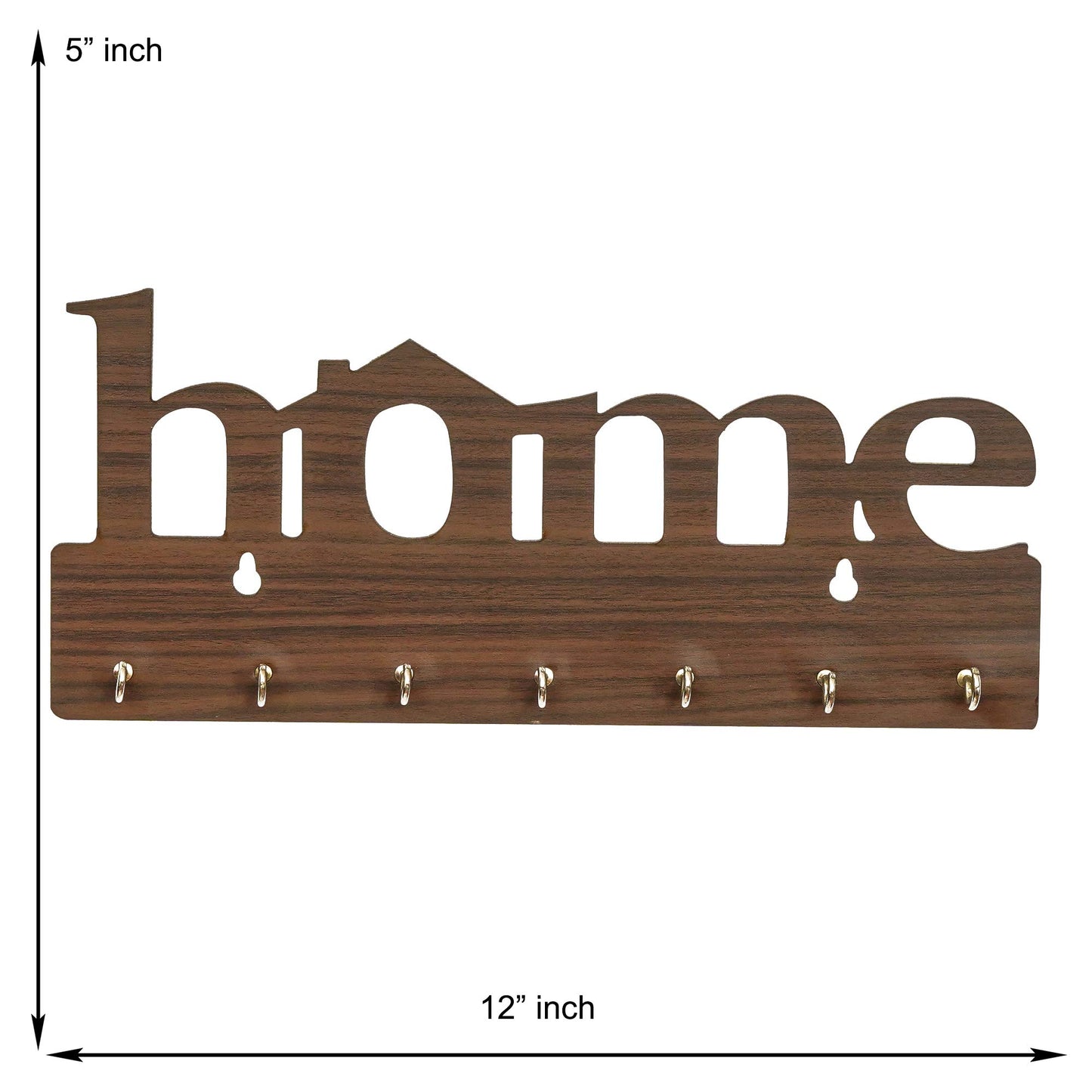 Webelkart Premium Home Keys Wooden Key Holder (29 cm x 13.5 cm x 0.4 cm, Wood) 7 Hook - Decorative Items for Home Decor (Black)