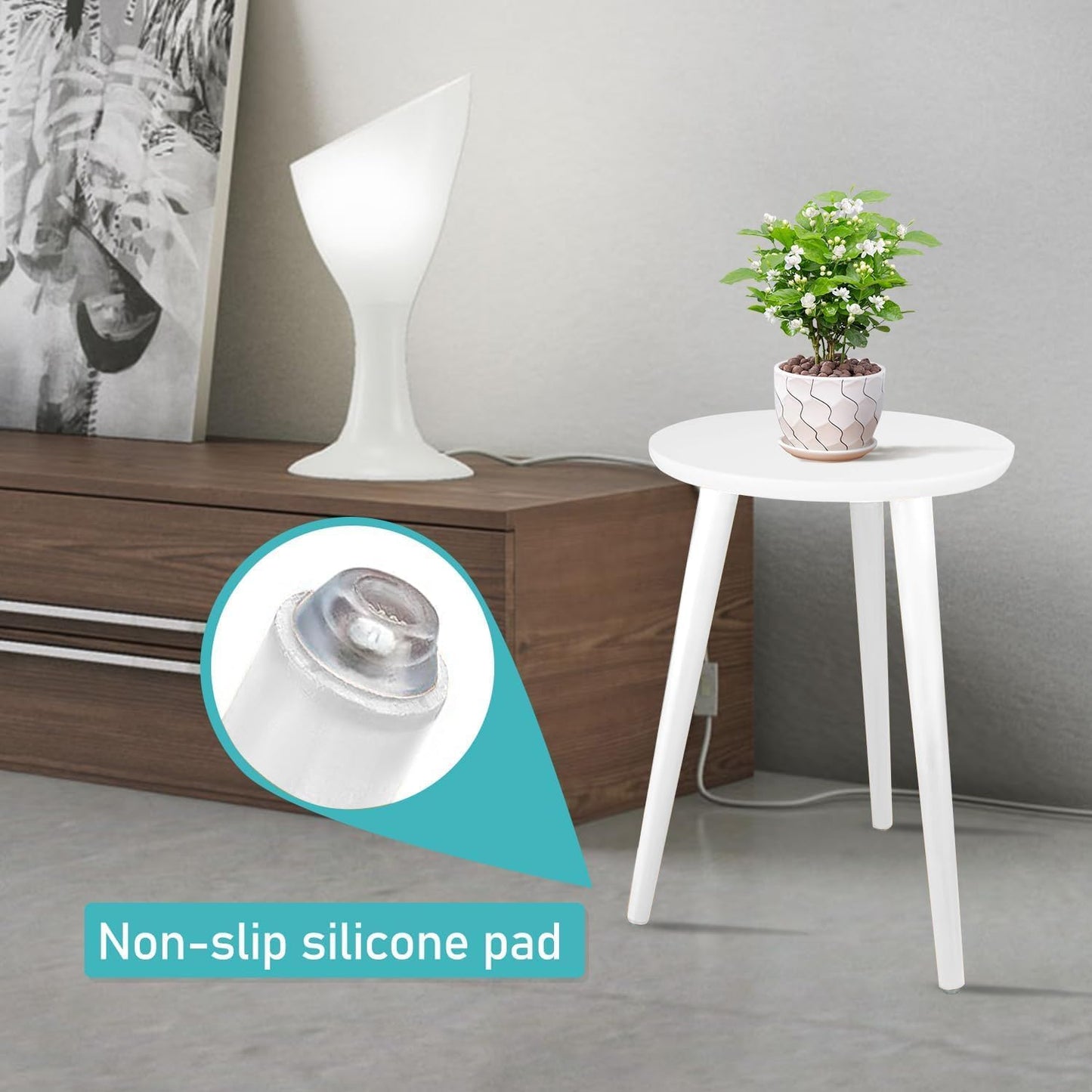 Side Table Modern Home Decor Coffee Tea End Table Home Decor Beautiful Small Side Table, End Table for Living Room | Round Tea Table Coffee Table Plant for Balcony Bedroom (Grey)