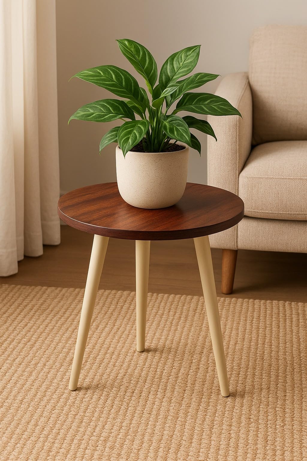 Side Table Modern Home Decor Coffee Tea End Table Home Decor Beautiful Small Side Table, End Table for Living Room | Round Tea Table Coffee Table Plant for Balcony Bedroom (Grey)