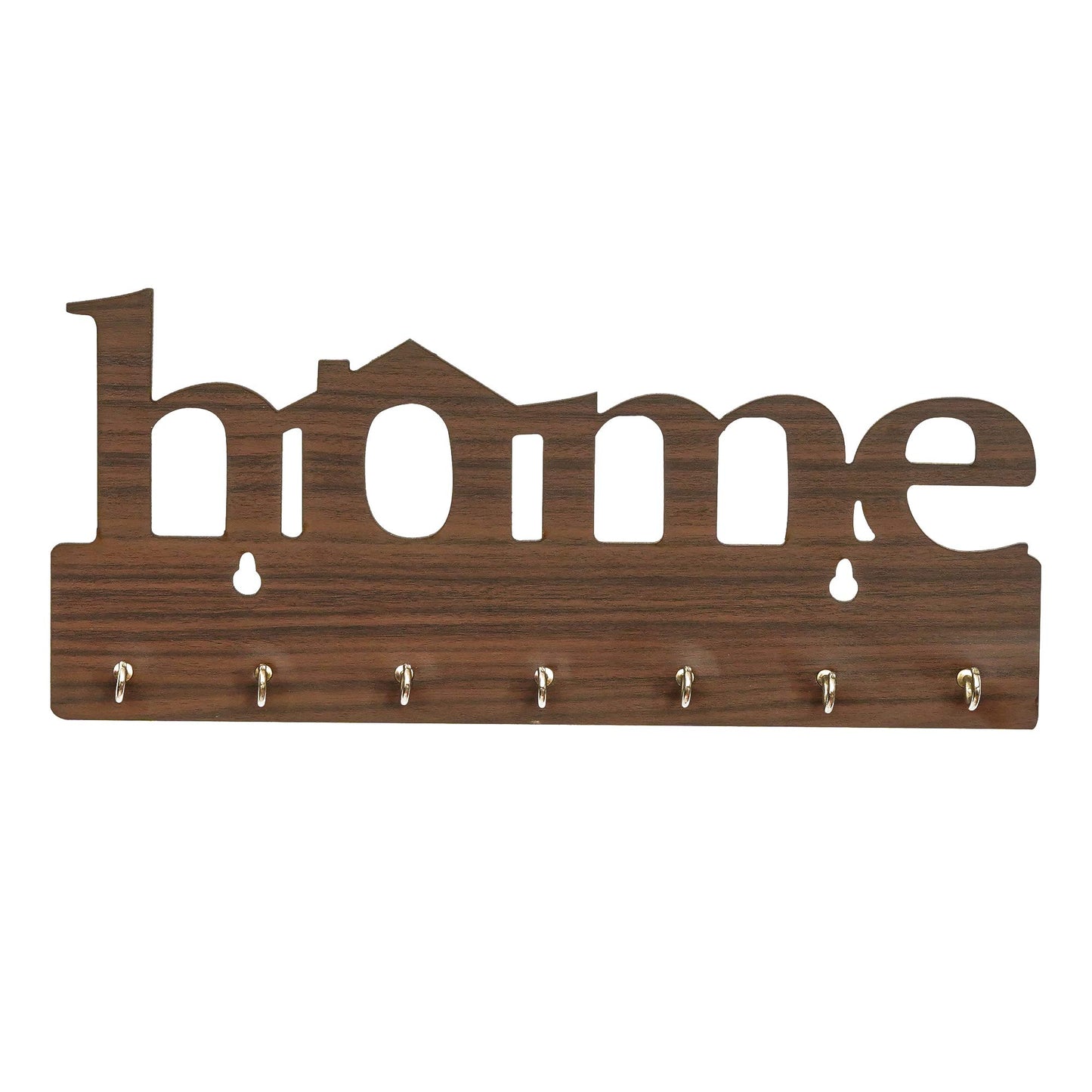 Webelkart Premium Home Keys Wooden Key Holder (29 cm x 13.5 cm x 0.4 cm, Wood) 7 Hook - Decorative Items for Home Decor (Black)