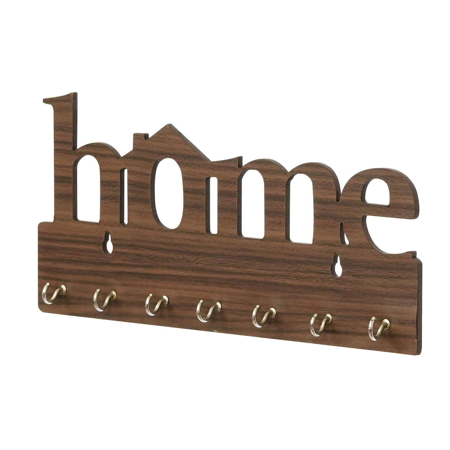 Webelkart Premium Home Keys Wooden Key Holder (29 cm x 13.5 cm x 0.4 cm, Wood) 7 Hook - Decorative Items for Home Decor (Black)