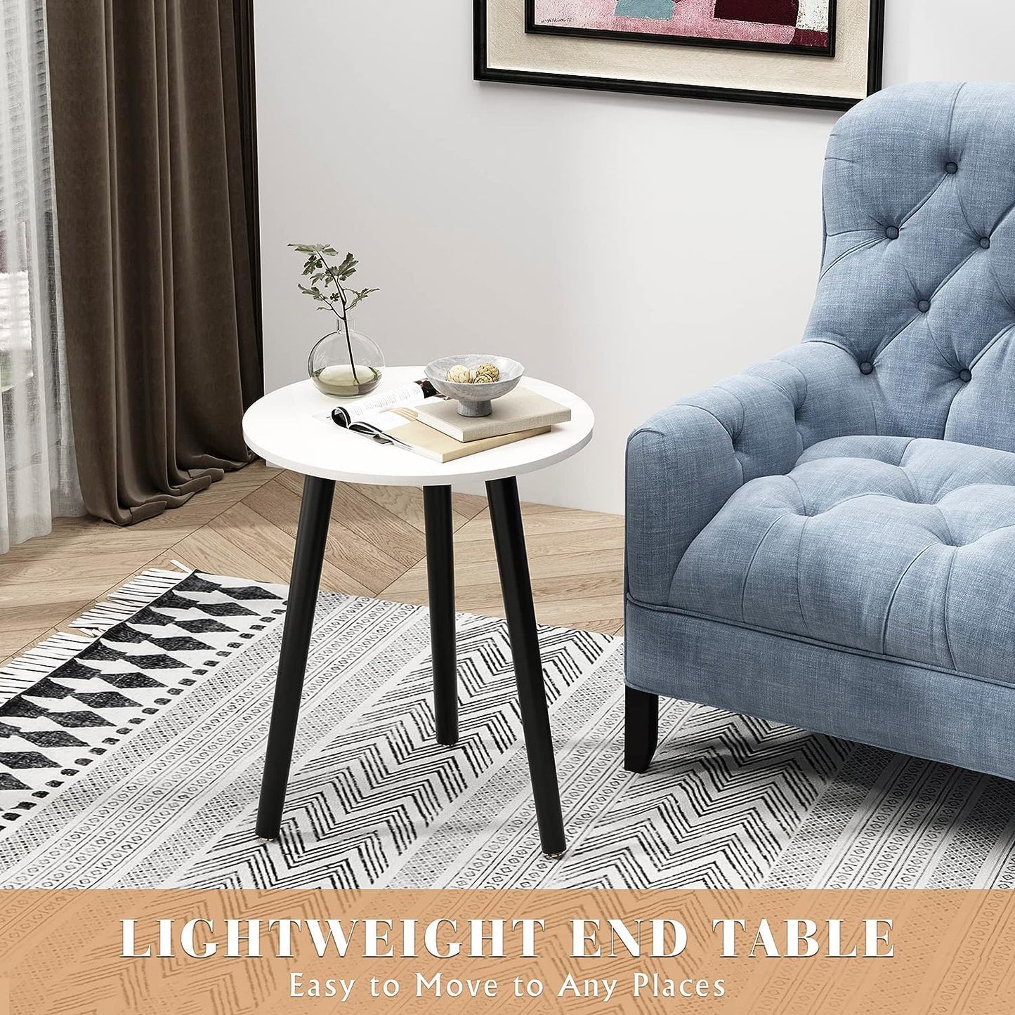 Side Table Modern Home Decor Coffee Tea End Table Home Decor Beautiful Small Side Table, End Table for Living Room | Round Tea Table Coffee Table Plant for Balcony Bedroom (Grey)