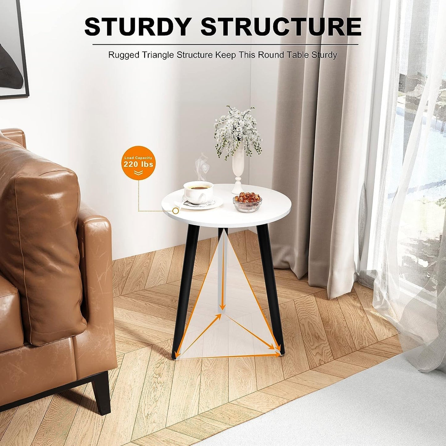 Side Table Modern Home Decor Coffee Tea End Table Home Decor Beautiful Small Side Table, End Table for Living Room | Round Tea Table Coffee Table Plant for Balcony Bedroom (Grey)