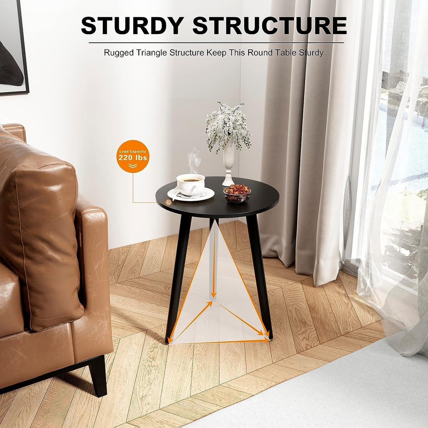 Side Table Modern Home Decor Coffee Tea End Table Home Decor Beautiful Small Side Table, End Table for Living Room | Round Tea Table Coffee Table Plant for Balcony Bedroom (Grey)