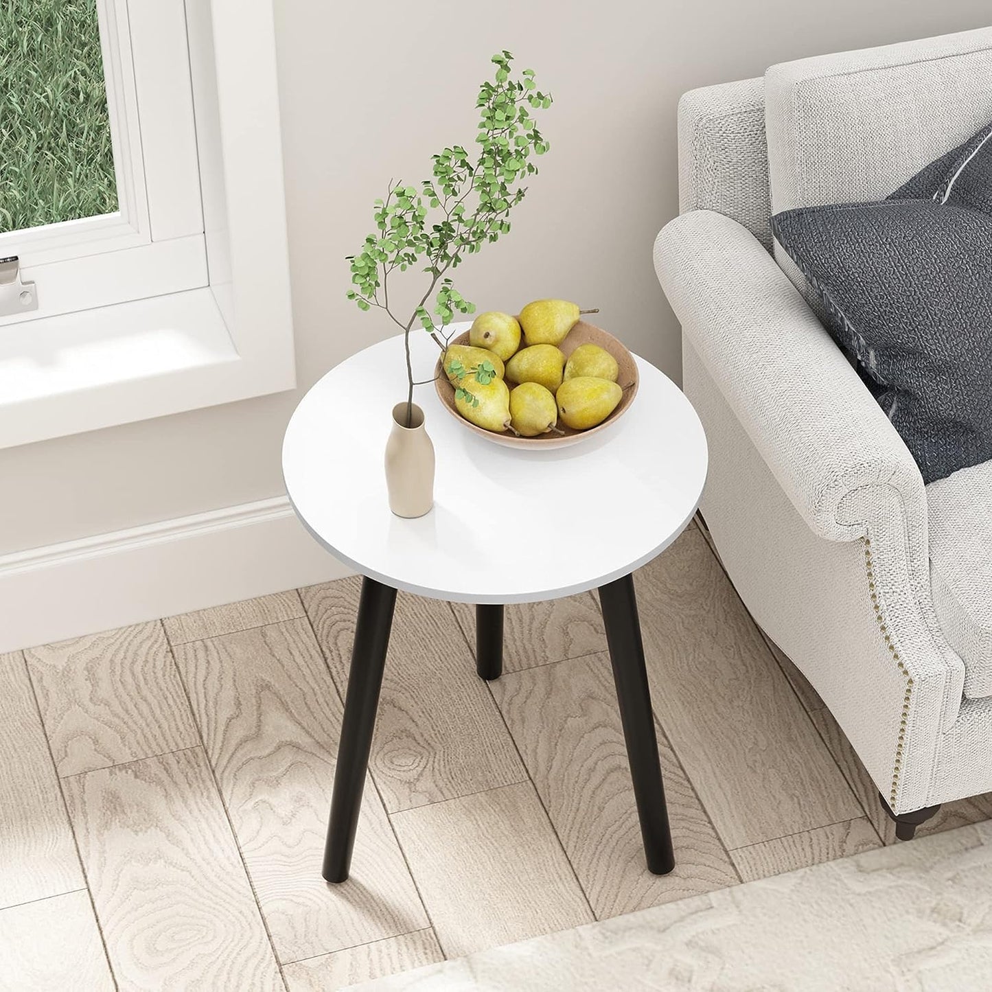 Side Table Modern Home Decor Coffee Tea End Table Home Decor Beautiful Small Side Table, End Table for Living Room | Round Tea Table Coffee Table Plant for Balcony Bedroom (Grey)