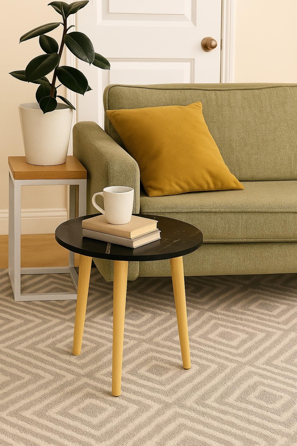 Side Table Modern Home Decor Coffee Tea End Table Home Decor Beautiful Small Side Table, End Table for Living Room | Round Tea Table Coffee Table Plant for Balcony Bedroom (Grey)