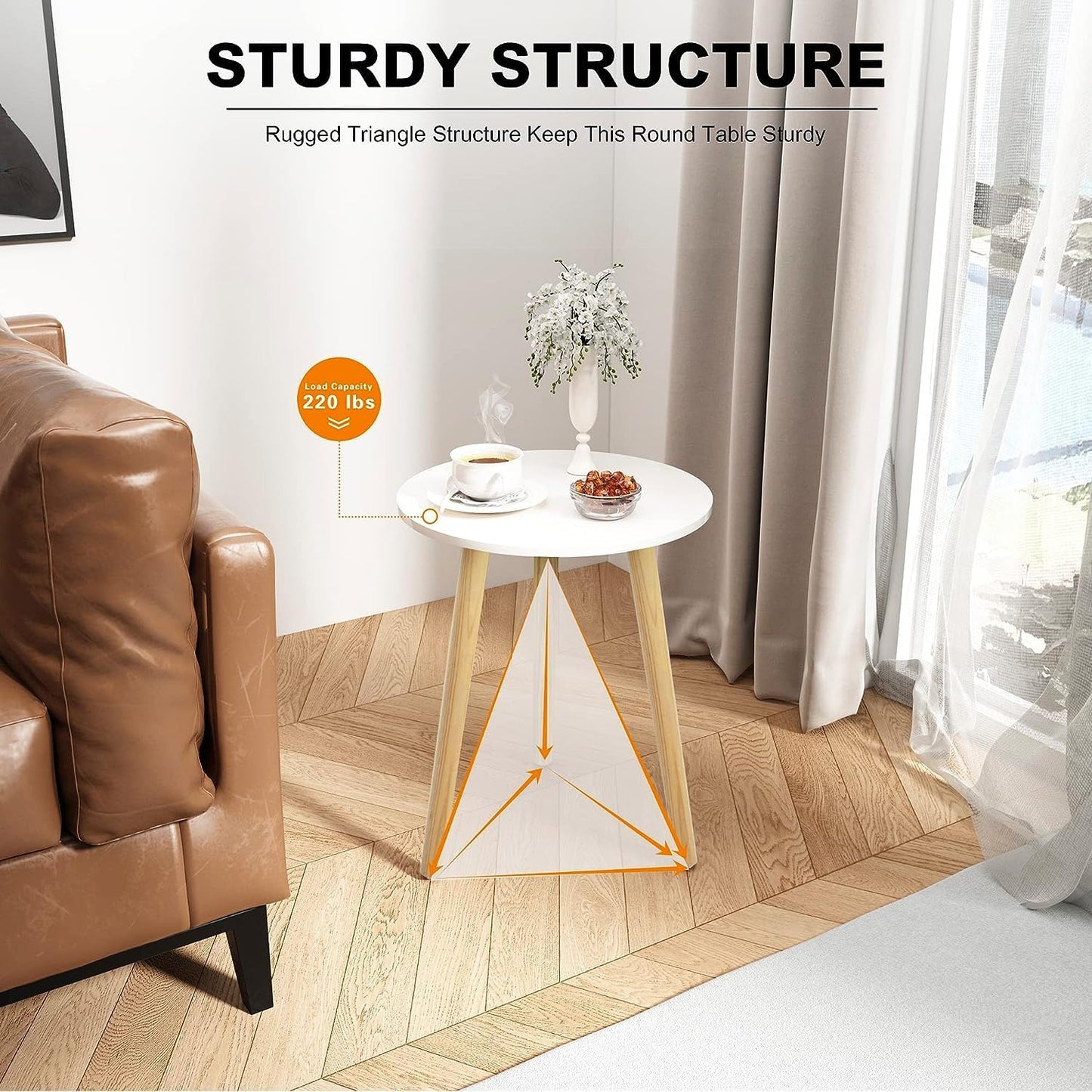 Side Table Modern Home Decor Coffee Tea End Table Home Decor Beautiful Small Side Table, End Table for Living Room | Round Tea Table Coffee Table Plant for Balcony Bedroom (Grey)